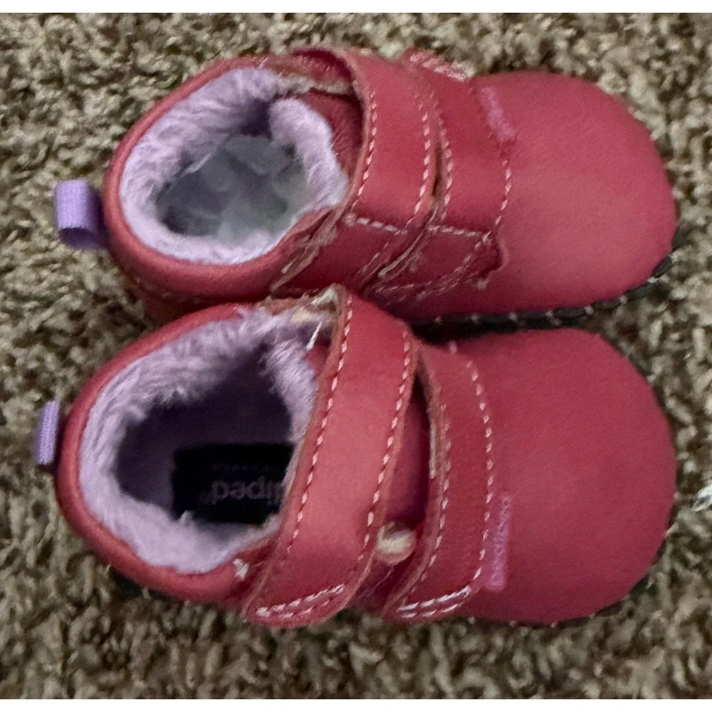 Pediped Raspberry Pink Fleece Lined Soft Sole Infant Shoes XS 0-6 Months